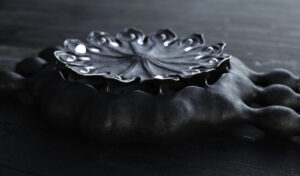 Poppy seed pod watch in blackened silver