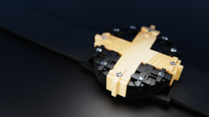 UnconstrainedTime Cross #1 watch in blackened silver with aspen wood