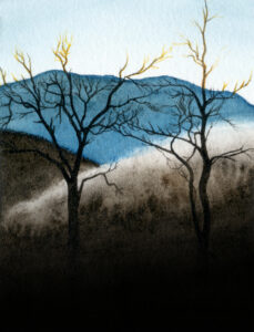 Blue ridge frozen rain watercolor