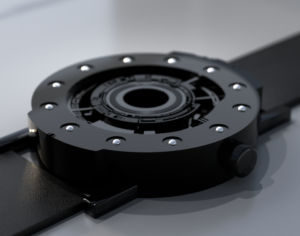 Techno-circle #1 watch  in black anodised aluminium