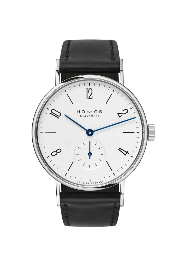 NOMOS Glashütte Tangente watch, white dial, isolated on white background