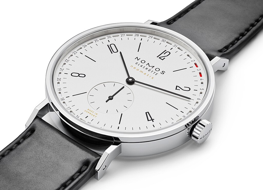 Nomos Glashütte Tangente neomatik 41 watch, one white background