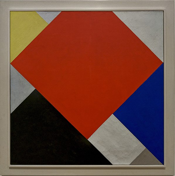 Theo van Doesburg mathematical art, coloured rectangles, framed
