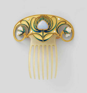 art nouveau jewelry gold and blue