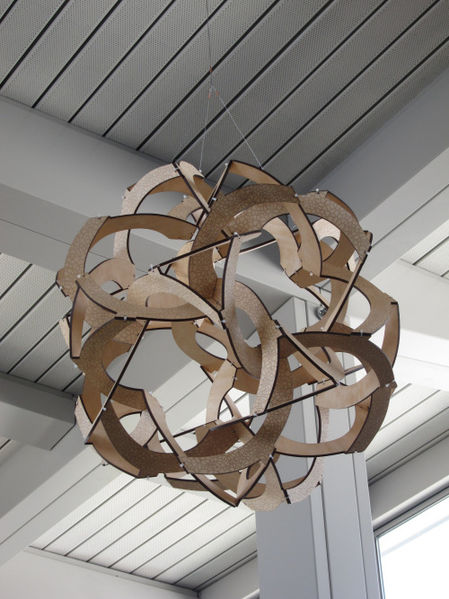 George Hart sculpture, inside a building, an example of mathematical art