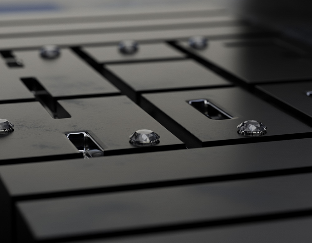 UnconstrainedTime Hip Hop #1 watch in black, closeup-detail.