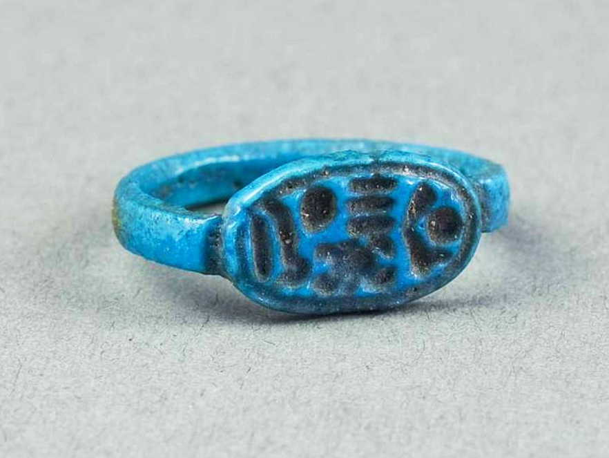ancient Egyptian jewelry carved blue stone ring
