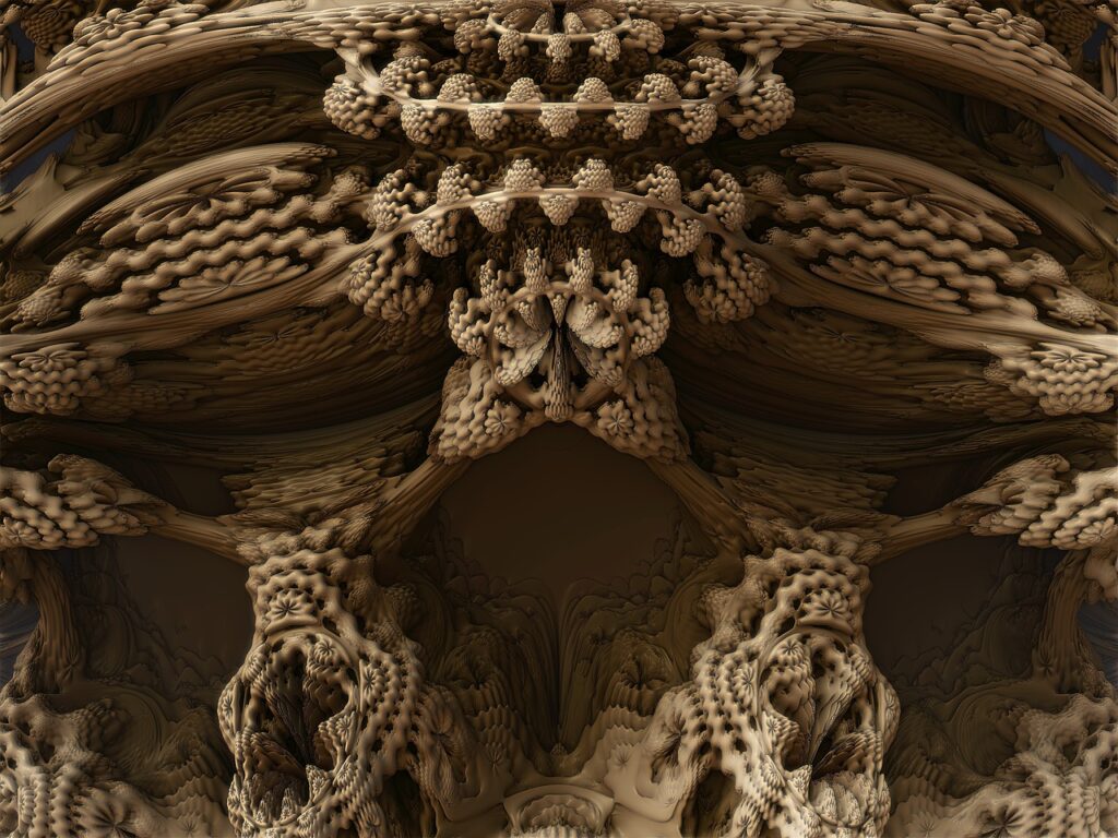 Mandel;bulb3D fractal (detail), in brown