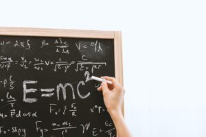 mathematics example of formulas on chalkboard