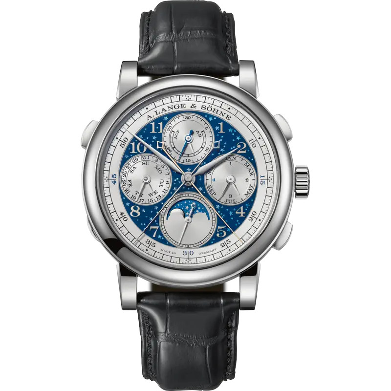 A. Lange & Söhne 1815 Rattrapante Perpetual Calendar Handwerkskunst watch, isolated on white background