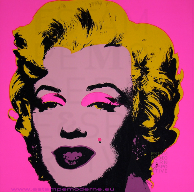 ANDY WARHOL MARILYN MONROE, magenta, pink, yellow, black, posterised