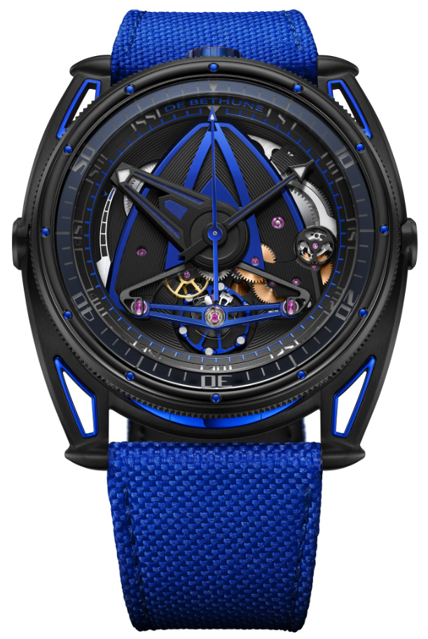 De Bethune DB28 GS Swordfish watch, blue and dark grey isolated against white background