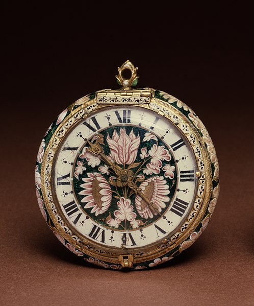 Josias Jolly - Enameled Watch, an ornate watch with flowers