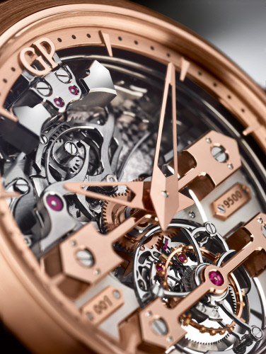 Tourbillon Minute Repeater on a watch by Girard-Perregaux, closeup/detail
