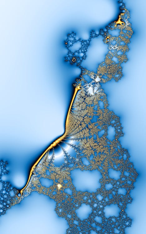 fractal in gold and blue, as an example of algorithmic design