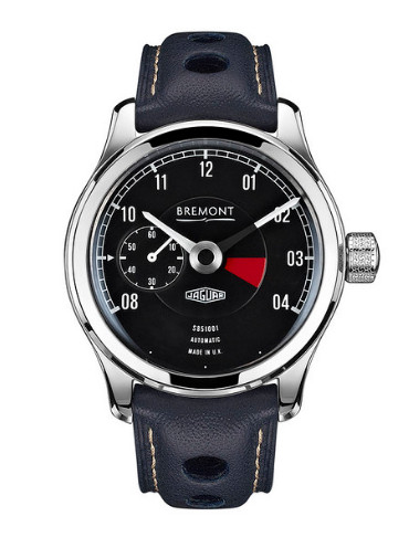 Bremont watch, black dial, isolated on white background.