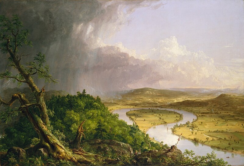 Thomas Cole The Oxbow - painting of a fractal landscape with fractal clouds.