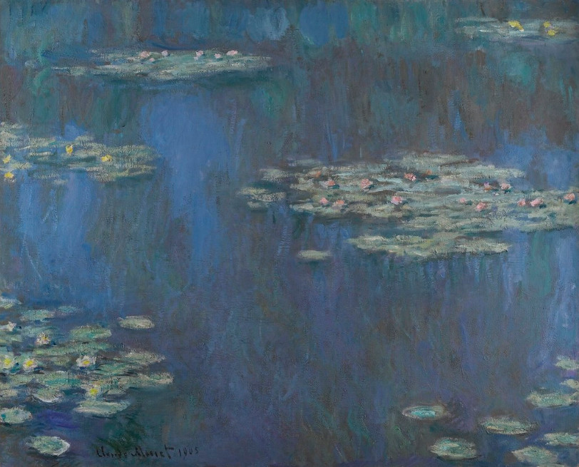 Monet water lilies painting - showing the use of fractal marks.