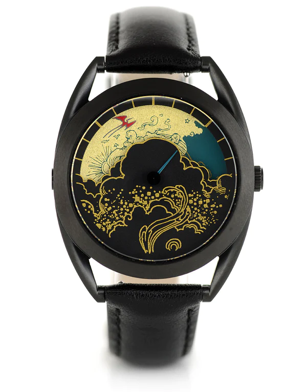 Mr. Jones Paper Crane, beautiful art dial, black case , isolated on white background.