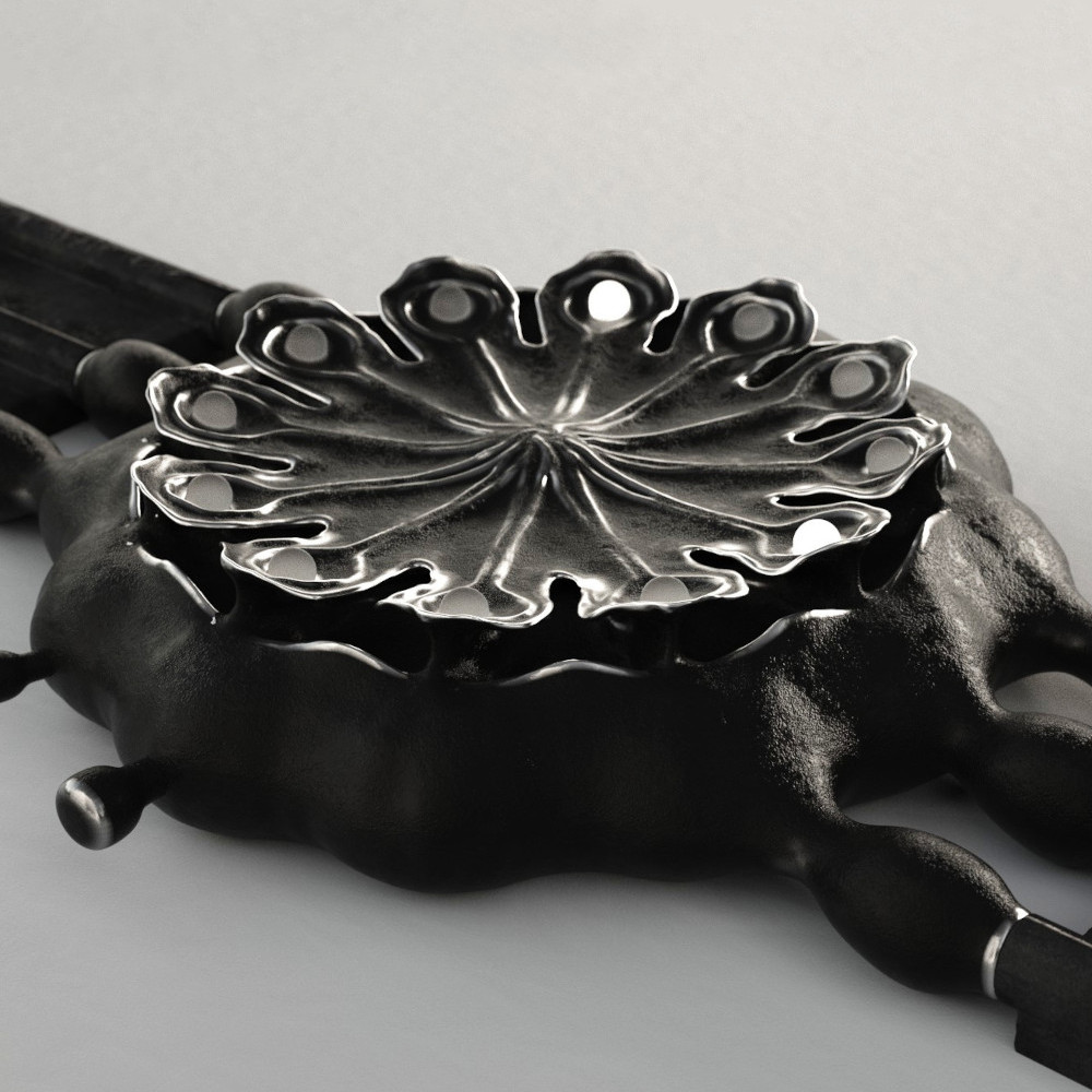 Poppy Seed Pod watch in blackened silver -An art jewelry based watch.