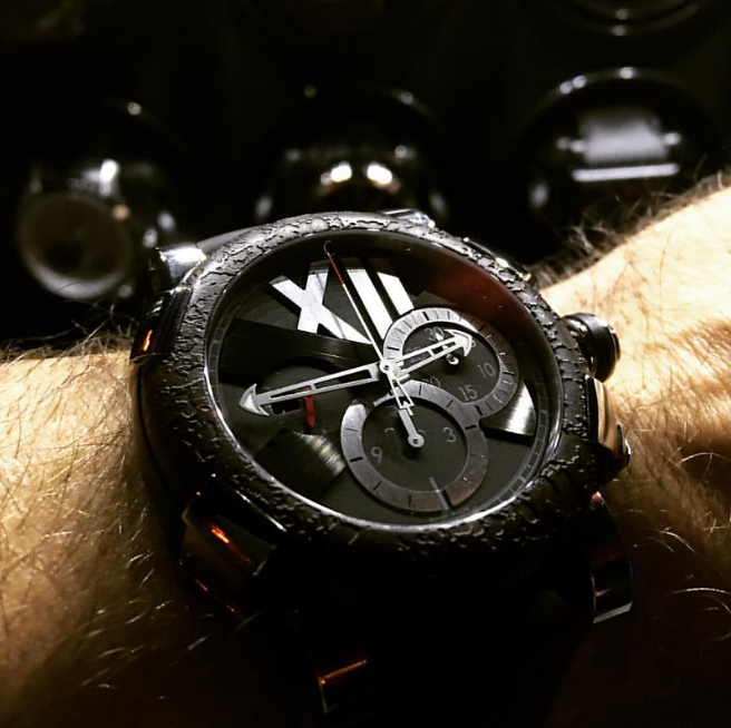Romain Jerome Titanic DNA watch, worn on wrist.