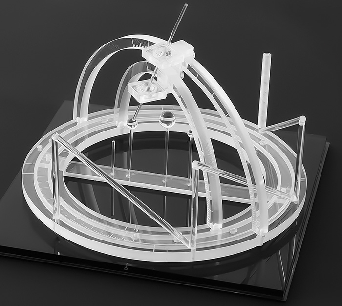 stereo-tactic frame made of Perspex, black and white image.