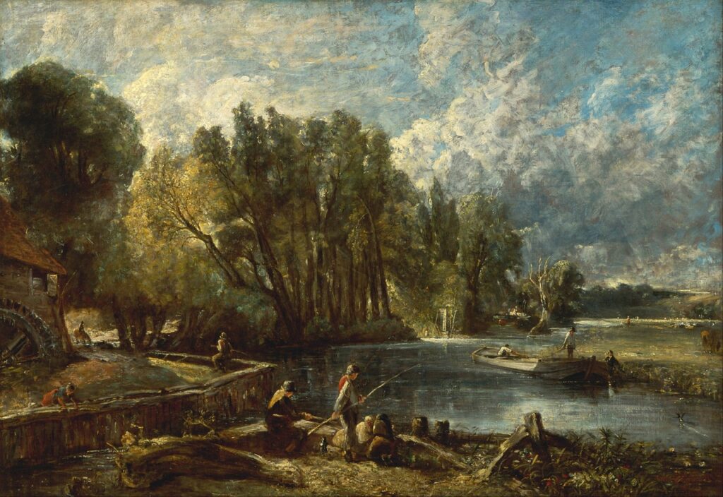 John Constable Stratford Mill - painting of a fractal landscape including fractal clouds and trees.
