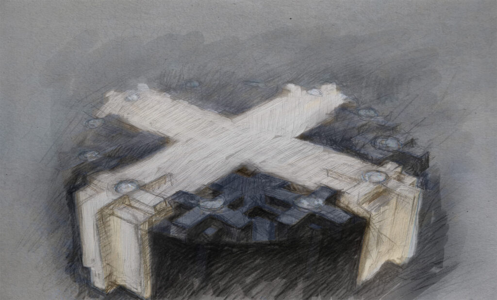 mixed media sketch of Cross 1 watch