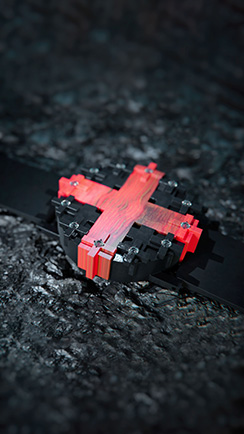 Cross #1 wristwatch in blackened silver and yew wood, - thumbnail