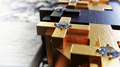 Cross #1 watch ebony and gold.  Closeup. Thumbnail