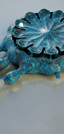 Poppy Seed-pod watch, bronze  patina. Thumbnail