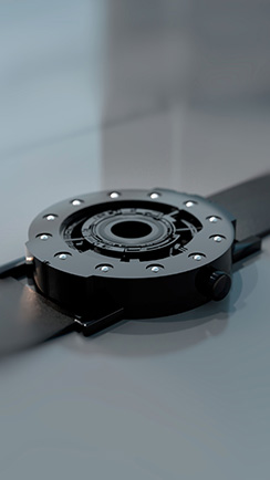 Techno-circle #1 watch, black aluminium. Thumbnail