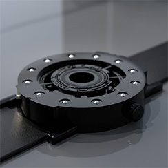 Techno-circle #1 watch, black aluminium. Thumbnail