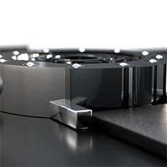 Techno-circle #1 watch, black aluminium. Low angle view. Thumbnail