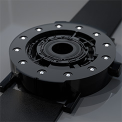 Techno-circle #1 watch, black aluminium. Thumbnail