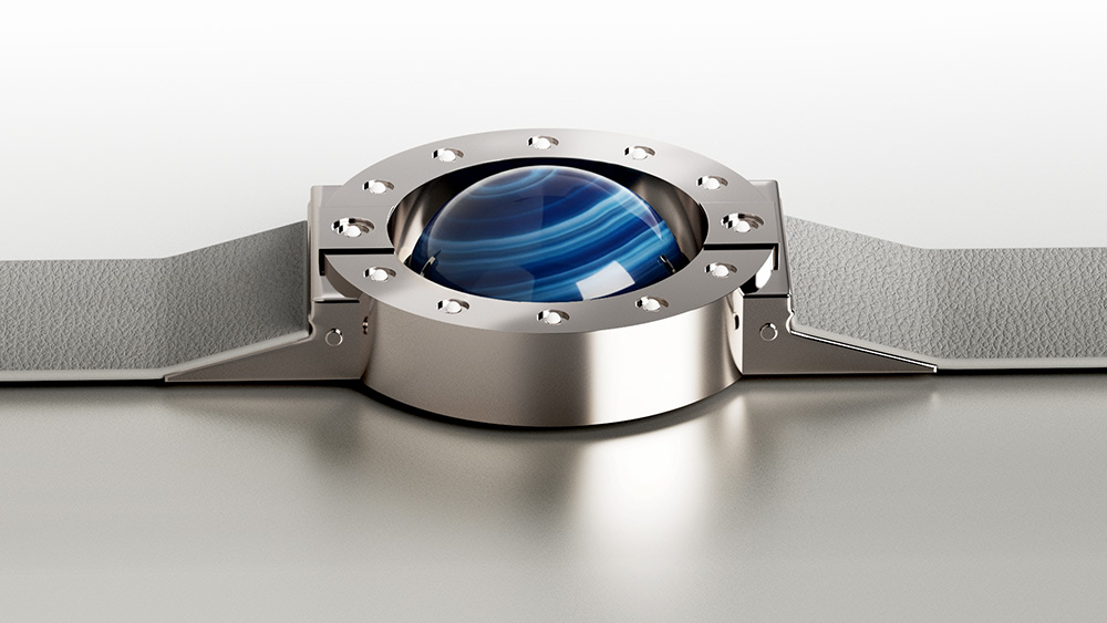 Stone-Hold Watch in platinum with agate cabochon