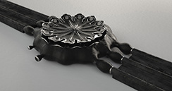 Poppy Seed-pod watch, blackened silver. Thumbnail