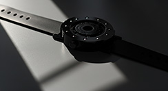 Techno-circle #1 watch, black, lit by a window - thumbnail