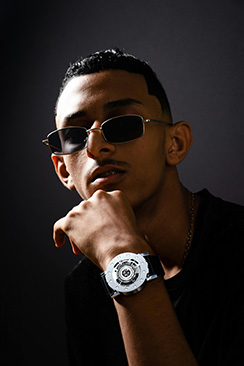 Techno-circle #1 watch, aluminium, worn by man - thumbnail