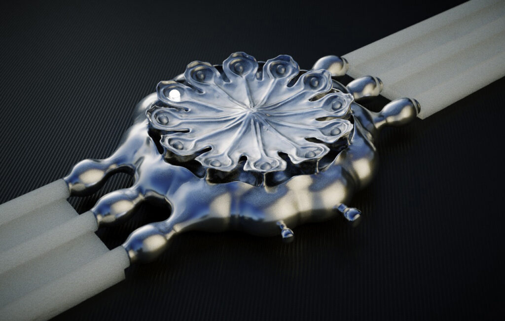Poppy Seed-pod watch, silver.