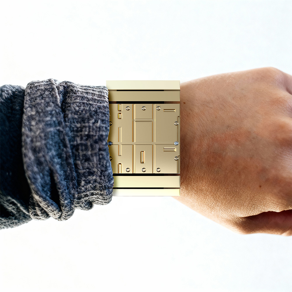 Hip Hop #1 watch worn on the wrist. White background.