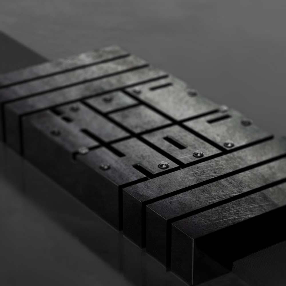 Hip Hop #1 wristwatch in blackened distressed steel, on a dark surface