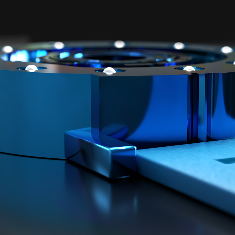 Techno-circle #1 watch in cyan anodised titanium with rubber strap