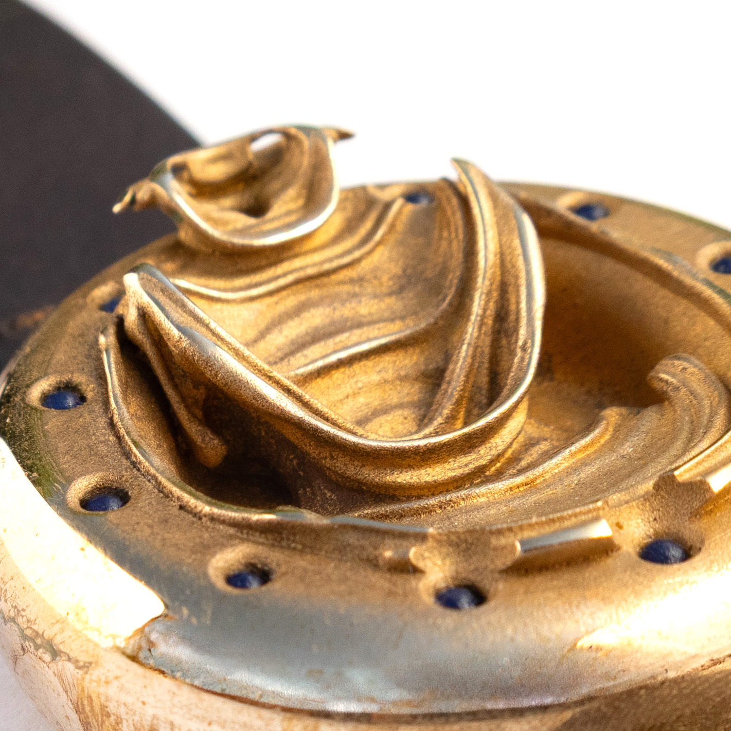 UnconstrainedTime Fractal Emergence 41mm wristwatch in bronze, closeup/detail on white background.