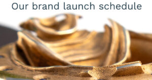 Our brand launch schedule - title image, showing our Fractal Emergence watch in bonze, closeup/detail with shallow depth of field.